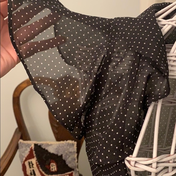Chaps Black white polka dot blouse sheer - Picture 5 of 8